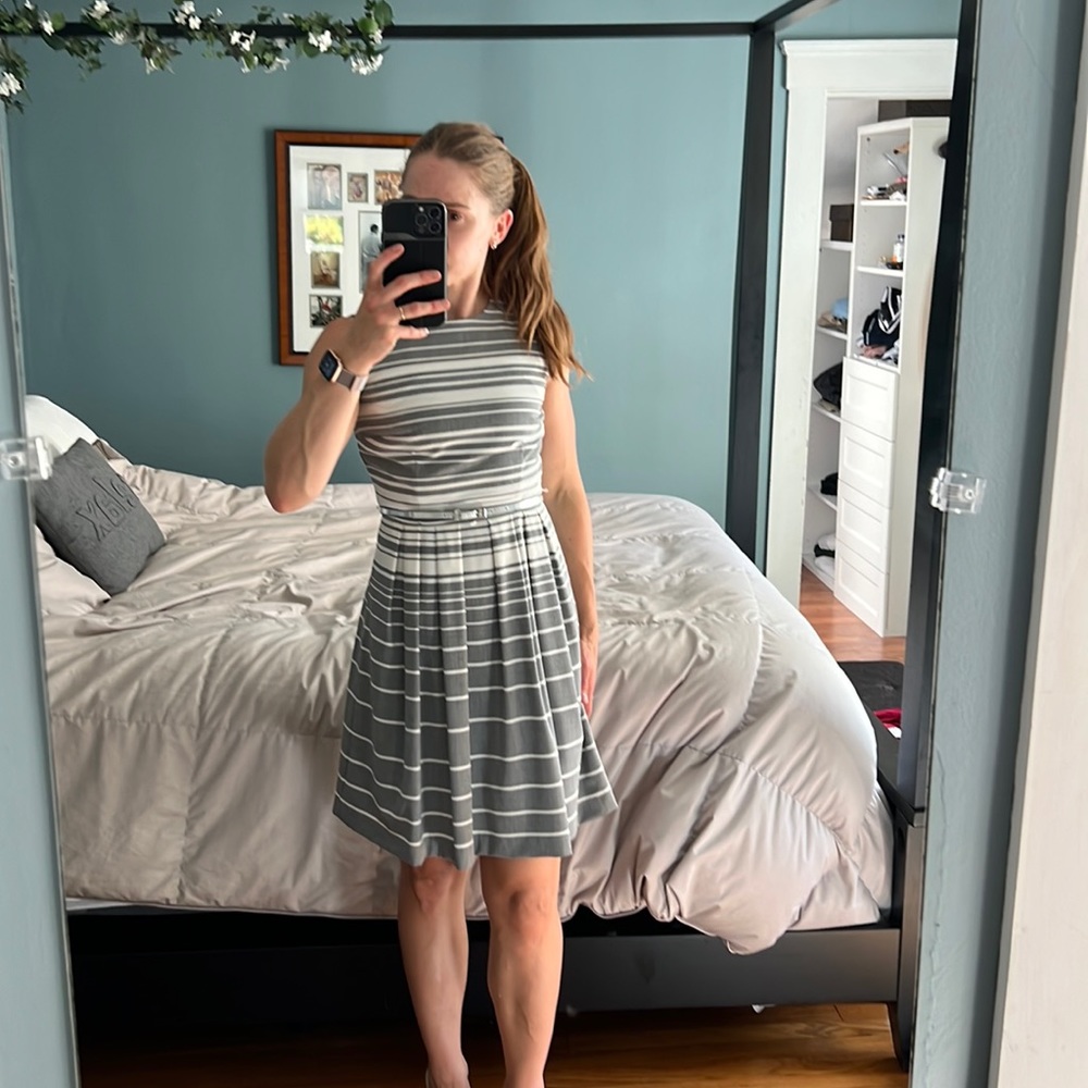 Calvin Klein gray striped dress
